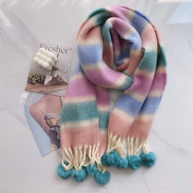 Rainbow Tassel Scarf