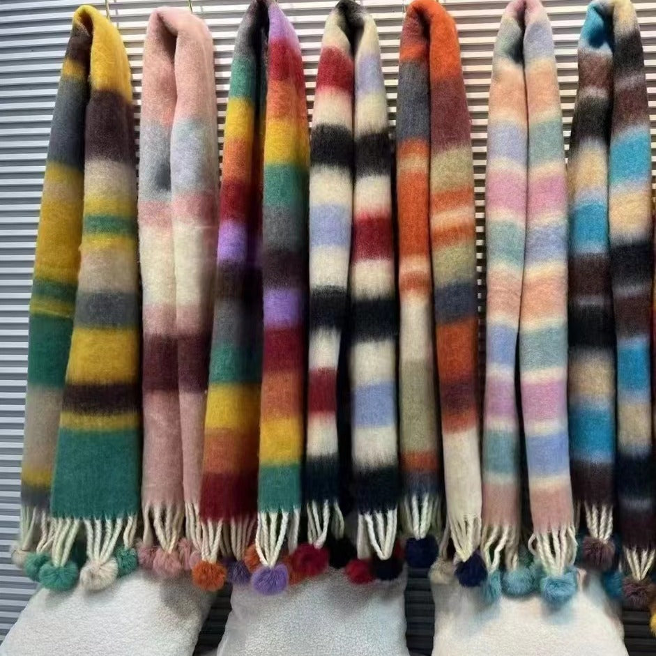 Rainbow Tassel Scarf