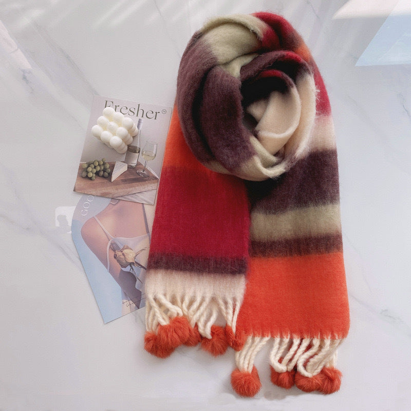 Rainbow Tassel Scarf