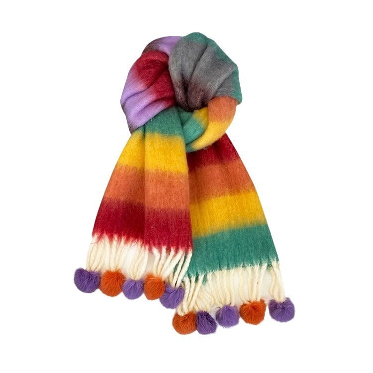 Rainbow Tassel Scarf