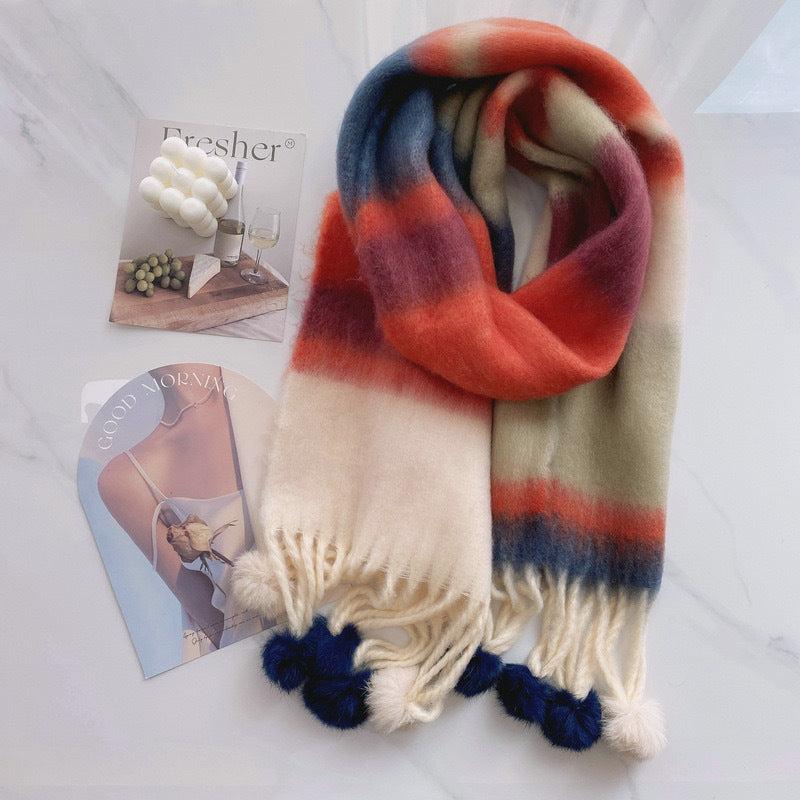 Rainbow Tassel Scarf