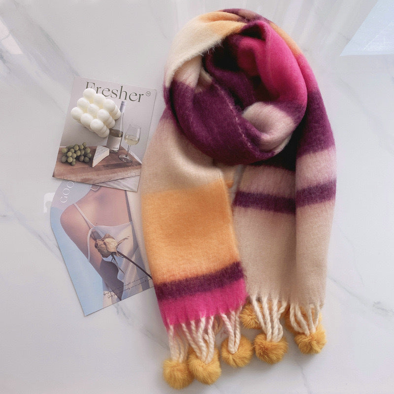 Rainbow Tassel Scarf