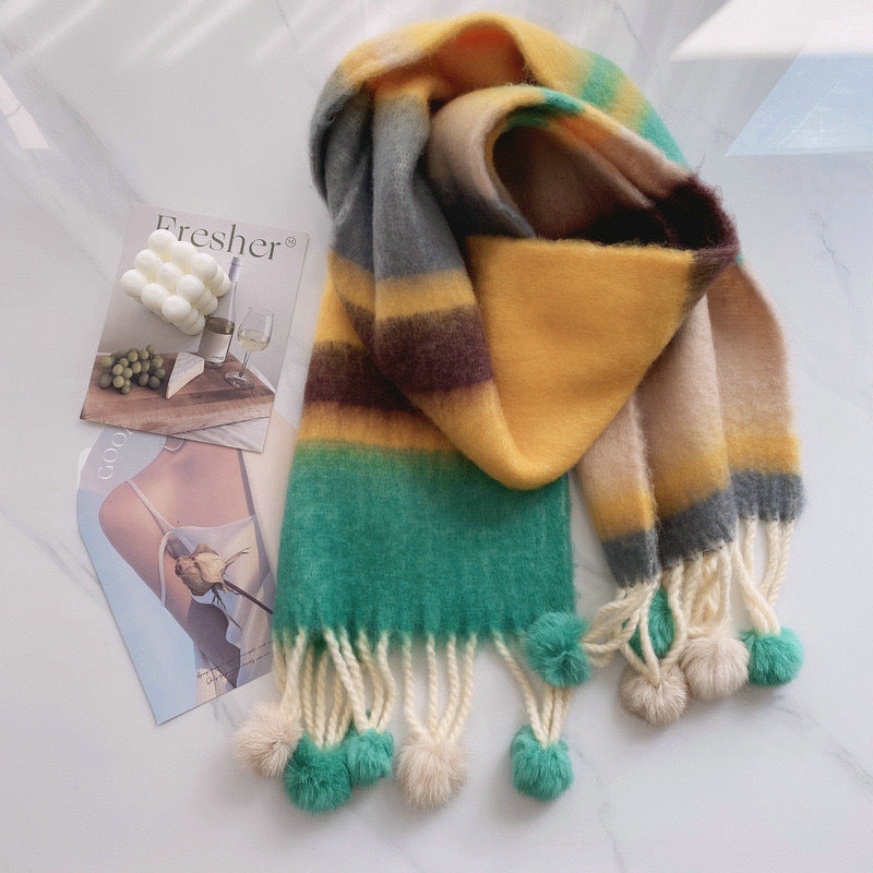 Rainbow Tassel Scarf